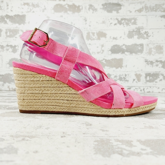 New Cole Haan Crystal Pink Fuschia Wedge Sandals V254 - Picture 6 of 14